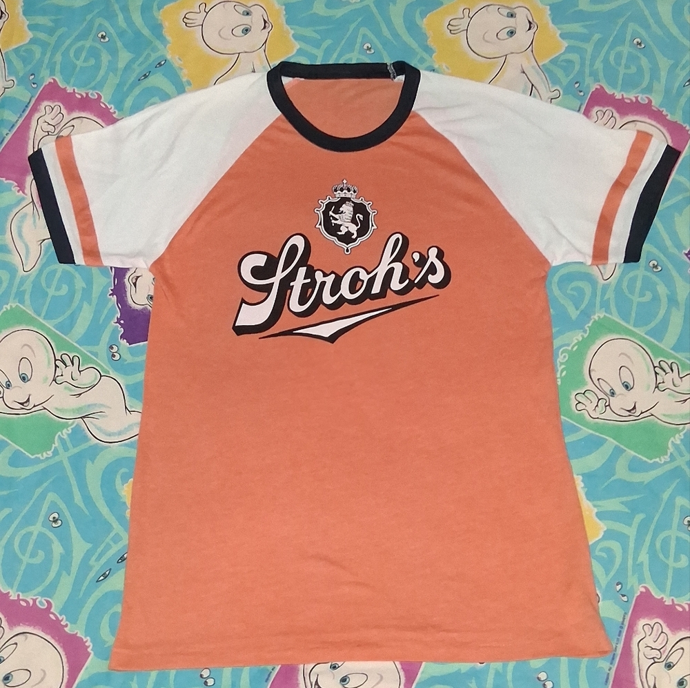 80s Strohs Beer Vintage Shirt Single Line Stitch Tee